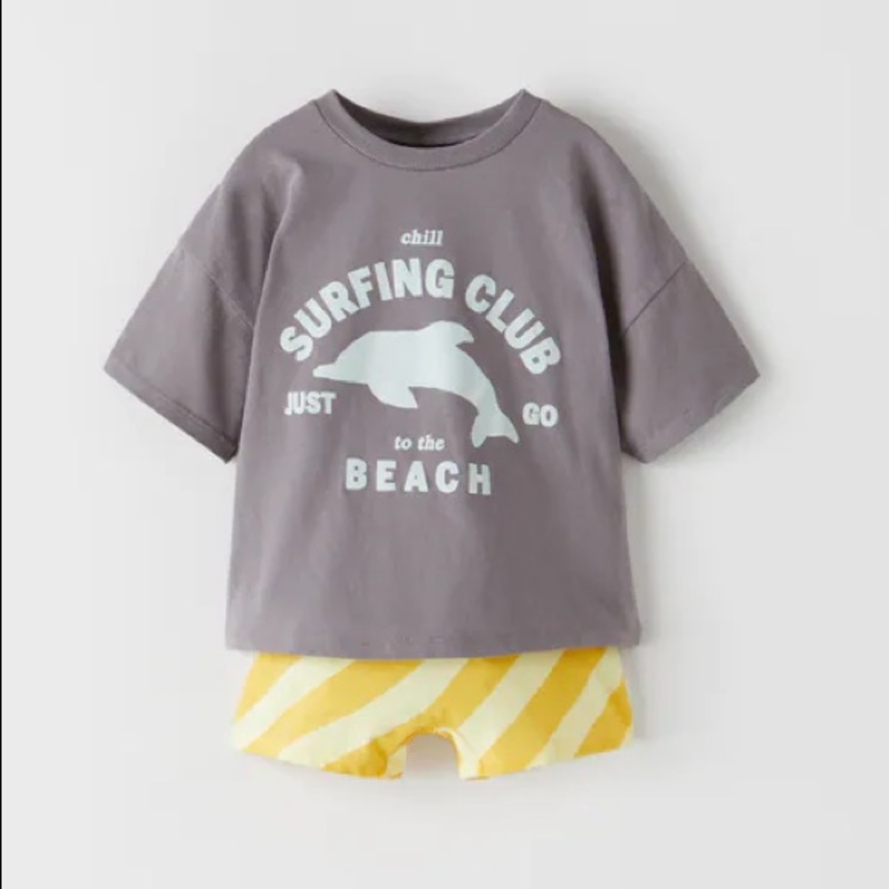 NWT Zara surfing club shirt and shorts set Size 18-24m and 6-9m